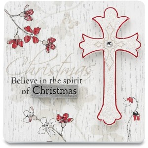 Pavilion Gift Company - Christmas Spirit - 3" x 3" Self-Standing Plaque - Wall Sign Panels - 1 of 3