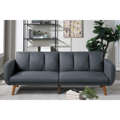 DOMETOUR Elegant Modern Sofa Blue Grey Color Polyfiber 1pc Sofa Convertible Bed Wooden Legs Living Room Lounge Guest Furniture