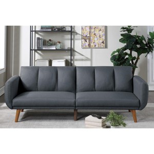 DOMETOUR Elegant Modern Sofa Blue Grey Color Polyfiber 1pc Sofa Convertible Bed Wooden Legs Living Room Lounge Guest Furniture - 1 of 4