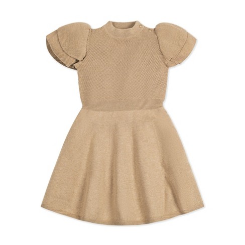 Hope & Henry Girls' Short Double Flutter Sleeve Sweater Dress