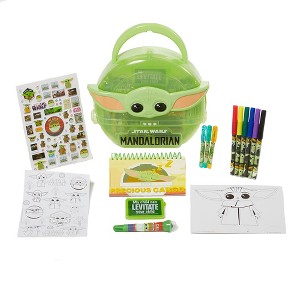 Star Wars Mandalorian Baby Yoda Coloring & Sticker Activity Set for Kids with Travel Carrying Case - 1 of 4