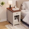 Acekool Narrow Side Table with Charging Station, Set of 2 Small Farmhouse End Tables with Storage Drawer, USB & AC Outlets, Nightstand - 4 of 4