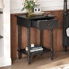 Famapy Chic White/Black Nightstand with Drawer & Lower Shelf,Side Table: Elegant Storage for Bedroom,Nightstand with Drawer - 2 of 4