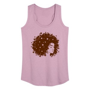 Women's - Instant Message - Starry Afro Woman Graphic Racerback Tank - 1 of 4