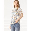 INSPIRE CHIC Women's Ruffled Short Sleeve Floral Mock Neck Summer Top - 4 of 4