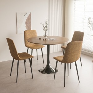 Discover Vynxaria's 31.5" Walnut Round Dining Table: A Stylish Mid-Century Design for Modern Living Spaces - 1 of 4