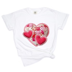 Hearts Patchwork Print - Women's Garment Dyed Graphic T-Shirt - 1 of 4