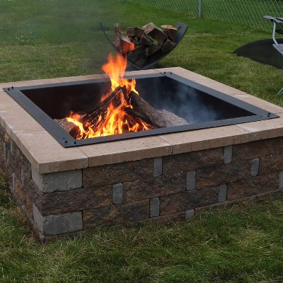 Heavy-Duty Black Steel Square Fire Pit Ring Insert, 42"