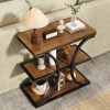 Bekrvio 3-Tier Narrow Side Table,Industrial Small End Table with Storage Shelves,Wood Sofa Table w/Geometric Metal Frame, Bedroom Nightstand (Walnut) - 4 of 4