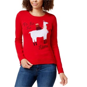 maison Jules Womens Embellished Llama Pullover Sweater - 1 of 1