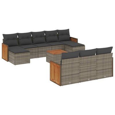 vidaXL Garden Sofa Set Grey Poly Rattan Large Modular Garden Sofa Set