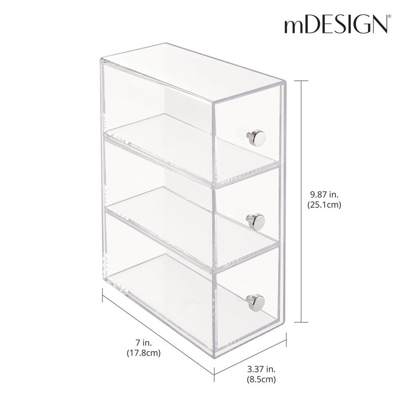 mDesign Plastic Stackable Desktop Storage for Office, 3 Drawers, 4 of 9