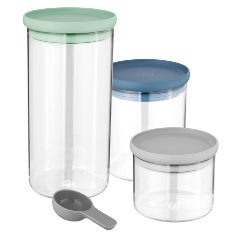 Stackable Glass Food Storage Jars With Airtight Lids, Bulk Food Storage Set  with Bamboo Lid, Glass