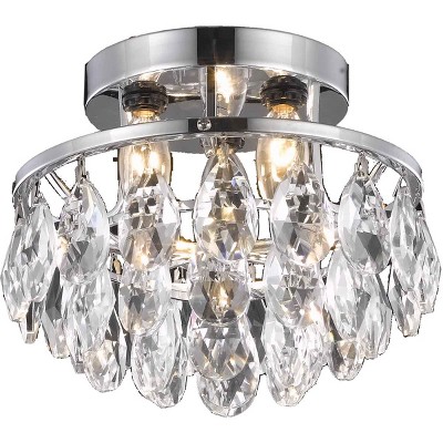 Elegant Lighting Clara Collection Flush Mount D10in H7in Lt:3 Chrome Finish