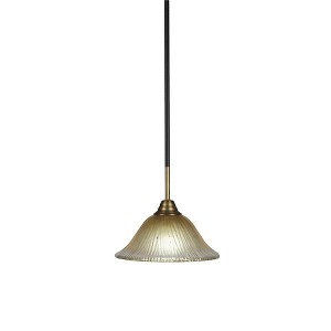 Toltec Lighting Paramount 1 - Light Pendant in  Matte Black/Brass with 10" Amber Crystal Shade - 1 of 1