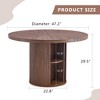 LOVSON 47.2''Round Walnut Dining Table with Double Storage and Classic Roman Column Style - Seats 4-6 in Dining Room - 3 of 4