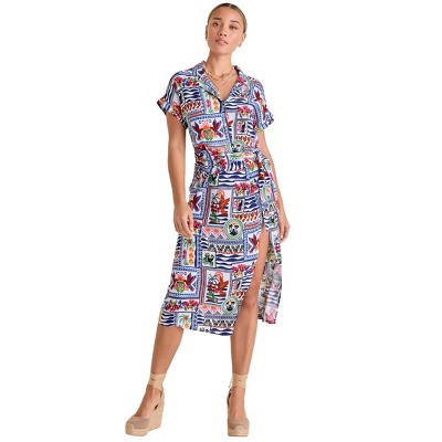 VENUS Womens Side Tie Midi Dress