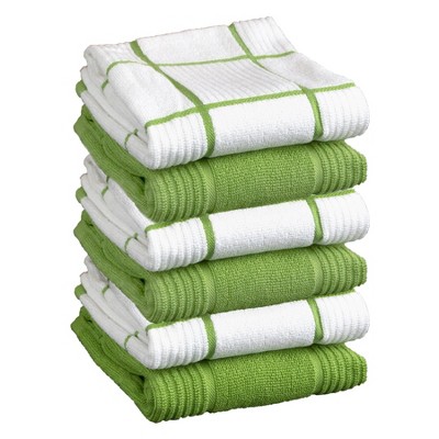 T-fal Solid and Check Parquet Kitchen Towel, Six Pack