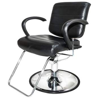 PureSana Chromium Vinyl Kyler 360 Degree Professional All Purpose Salon Chair with Adjustable Reclining Mechanism and Rotational Lock, Black