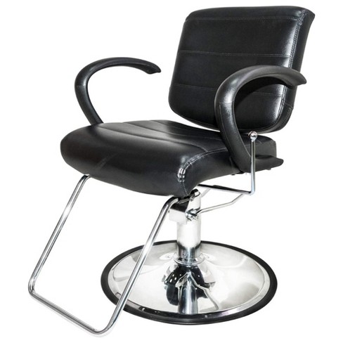 PureSana Chromium Vinyl Kyler 360 Degree Professional All Purpose Salon Chair with Adjustable Reclining Mechanism and Rotational Lock Black