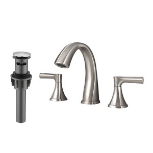 PAGED Widespread Bathroom Faucets 2 Handle Bathroom Sink Faucet Vanity Basin Faucet with Drain Assembly - 1 of 4