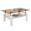 Syemin Rectangular Side Table Set, Two-Layer Coffee Table with Tempered Glass Top for Modern Living Room, Brown, 39.2"*23.4"*17.7" - 3 of 4