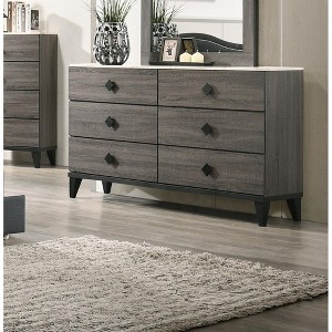 TiramisuBest Modern 6-Drawer Dresser with Faux Marble Top,Bedroom Storage Cabinet with Elegant Knob Pulls, Gray - 1 of 4