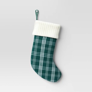 20" Christmas Plaid Stocking with Cuff Green Base - Wondershop™ - 1 of 3