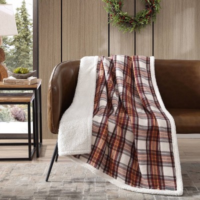 Cozy Cabin 50"x60" Red Plaid Sherpa Fleece Reversible Throw