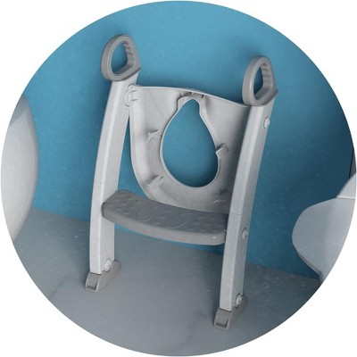 White and Gray Foldable Potty Training Seat with Ladder