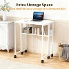 TackView Folding Desk Small Rolling Desk with Storage Shelf &Wheels ,24.8''Foldable Computer Table for Small Spaces - 2 of 4
