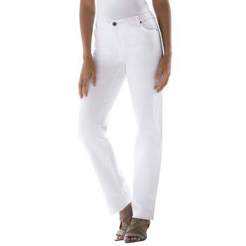 Jessica London Women's Plus Size Curved Hem Crop Stretch Jeans Capri Pants  - 22 W, White : Target