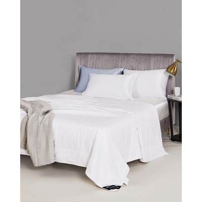 White Twin Size Silk Comforter with Cotton Shell