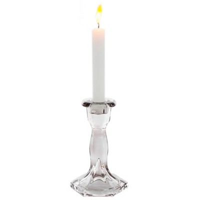 Fabulaxe Decorative Smoked Gray Glass Crystal Taper Traditional Candle Holder Candlestick, Hexagon Shape