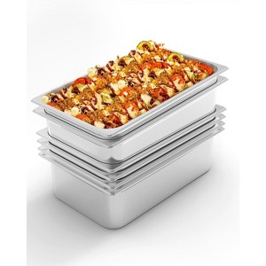 2/4/6 Inch Deeo Full-Size Hotel Pans. Commercial-grade stainless steel with anti-jam design for buffets, catering, and restaurant use - 1 of 4