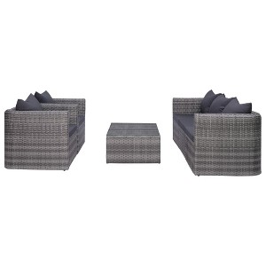 vidaXL Sofa Set Grey PE Rattan, Powder-Coated Steel, Glass Medium - 1 of 4