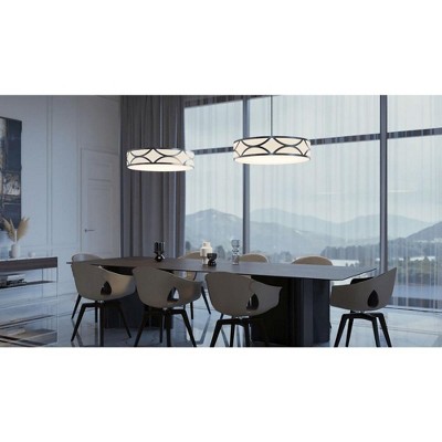 Lake 20" Painted Nickel Drum Pendant Light with Acrylic Shade