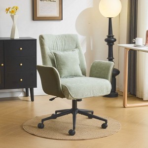 Karl Home | 28.3 inch BeigeChenille Dovetail Swivel Office Chair With Wheels - 1 of 4