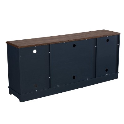 Ranch Rustic Navy 70" TV Stand with Cabinet and Open Shelves