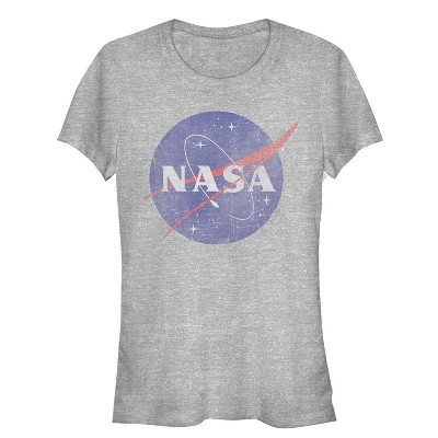 Juniors Womens NASA Logo T Shirt Athletic Heather X Large