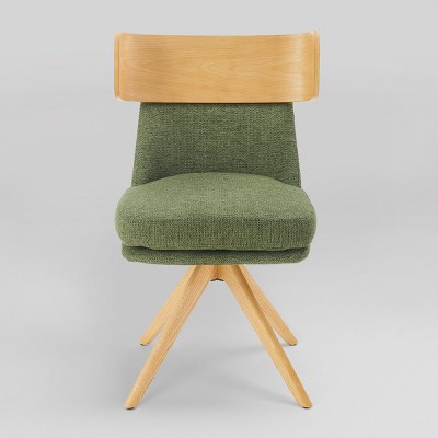 Art Leon Linen Fabric Swivel Armless Home Office Chair with Solid Oak Wood Legs