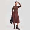 Women's Long Sleeve Twofer Midi A-Line Dress - A New Day™ Brown - 3 of 4