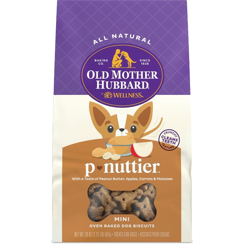 Old Mother Hubbard by Wellness Classic Crunchy P-Nuttier Biscuits Mini Oven Baked with Carrot, Apple and Chicken Flavor Dog Treats, 1 of 10