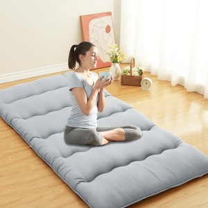 Solid Floor Futon Mattress, 3-Inch Roll-Up Japanese Futon Mattress Floor Sleeping Mat for Adults, Dorm, Apartment, Bedroom, Living Room - 1 of 4