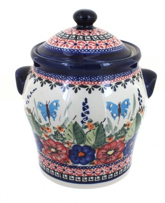 Blue Rose Polish Pottery Floral Butterfly Large Canister Set : Target