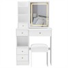 FONTOI 29.2"W/37"W/41"W Makeup Vanity Table Desk with Mirror Left Bedside Cabinet Stool Dresser Set for Woman Bedroom Dressing Room, Black/White - 4 of 4