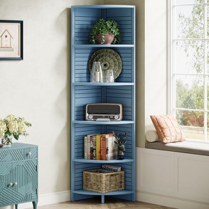 Hommoo 5-Tier Corner Bookshelf Blue - 1 of 4