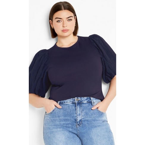 Women's Plus Size Kiki Top - navy | CITY CHIC - image 1 of 4