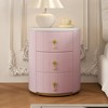 Lycvki Round Upholstered Nightstand with 3 Drawers,  Bedside Table with Metal Handles - 2 of 4