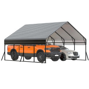 20x20 FT Heavy Duty Metal Carport Kit, Reinforced Frame with Anchors for Trucks, Boats100MPH Wind & 35PSF Snow Rating - 1 of 4
